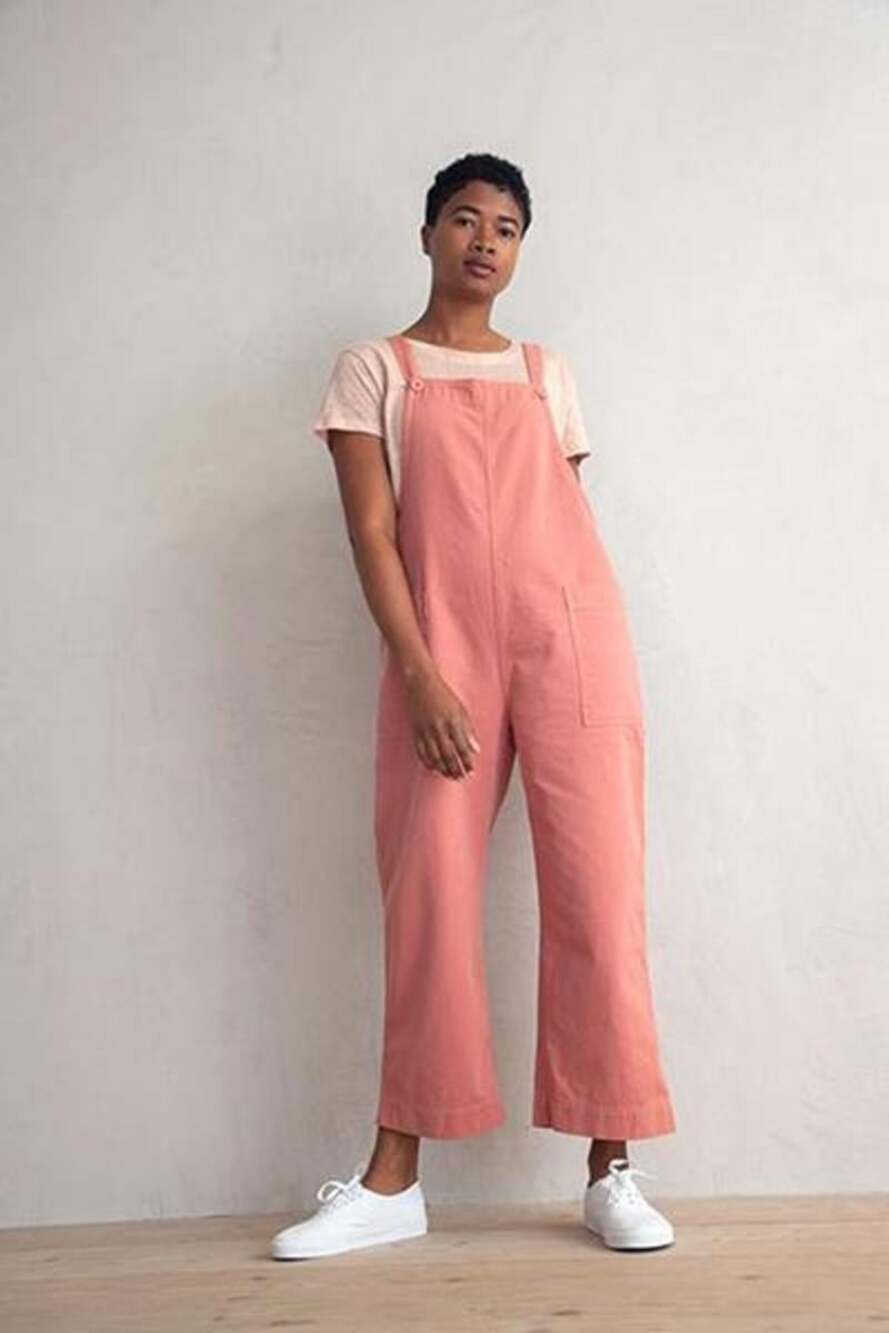 ALI GOLDEN Jumper Overalls Salmon Pink Size L Farmers Market Cool Mom Quality